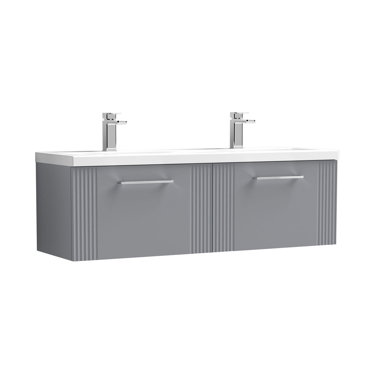 Nuie Deco 1200mm 2 Drawer Wall Hung Twin Vanity Unit With Basin, photo 4