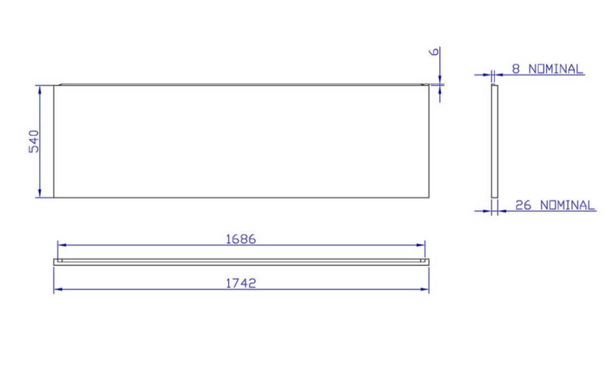 Carron 1750x540mm Front Bath Panel - White Gloss (02601)
