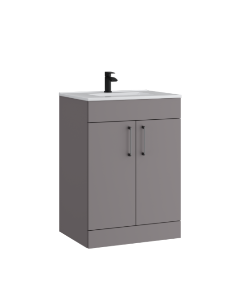 Kartell K-VIT Dove 600mm 2 Door Floor Standing Unit With Ceramic Basin - Matt Anthracite (DOV600FSDO-MA- FUR057PU)