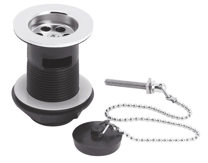 Nuie Plug With Chain Basin Waste – 61mm High – Chrome