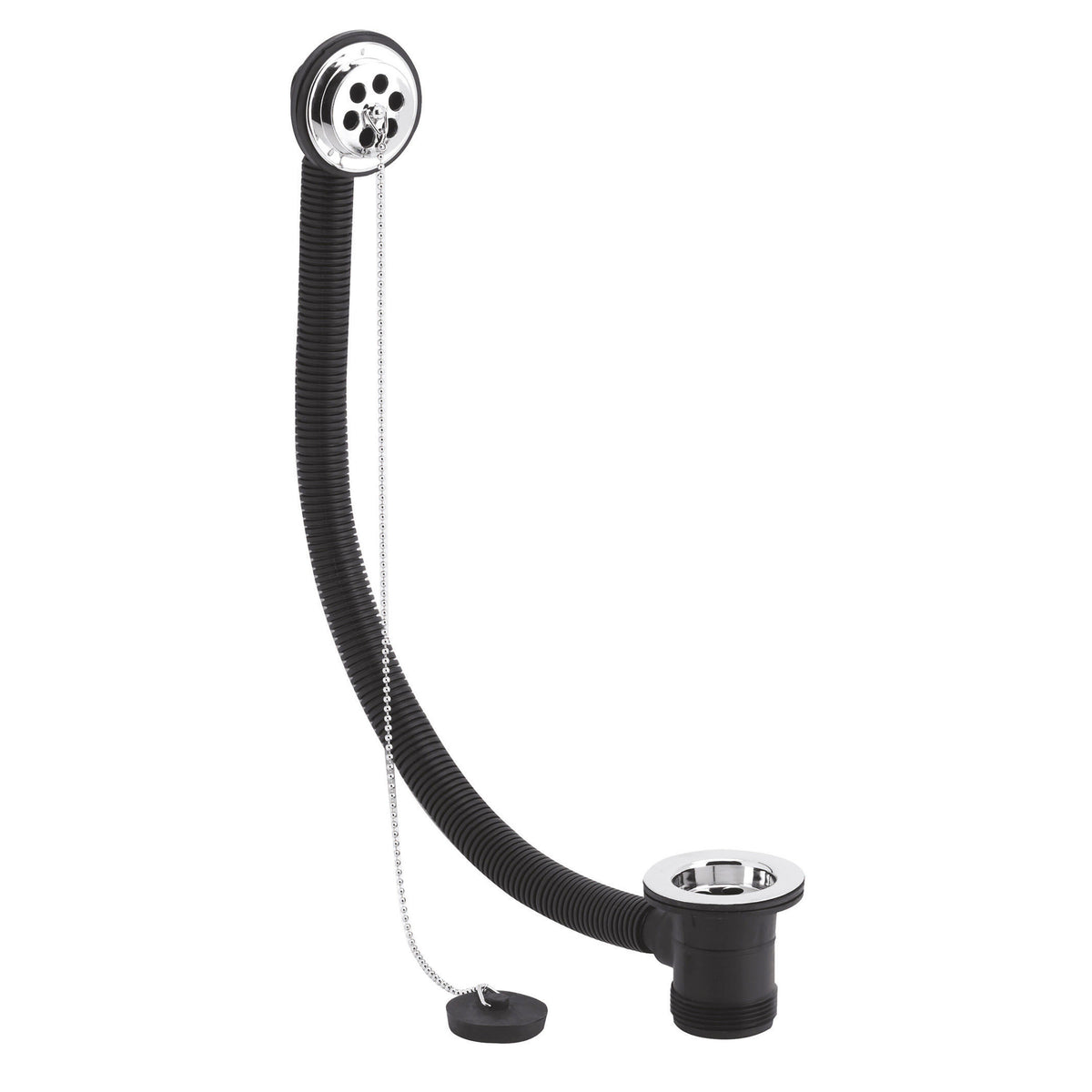 Nuie Bath Plug With Chain Bath Waste – 76mm High – Chrome