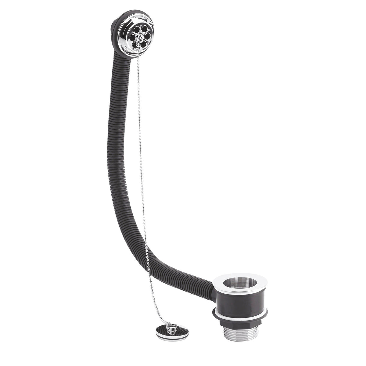 Nuie Bath Plug With Chain Bath Waste – 74mm High – Chrome