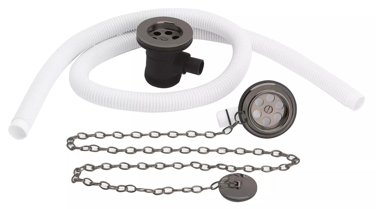 Nuie Extended Retainer Bath Waste With Overflow – Brushed Pewter or Brushed Brass