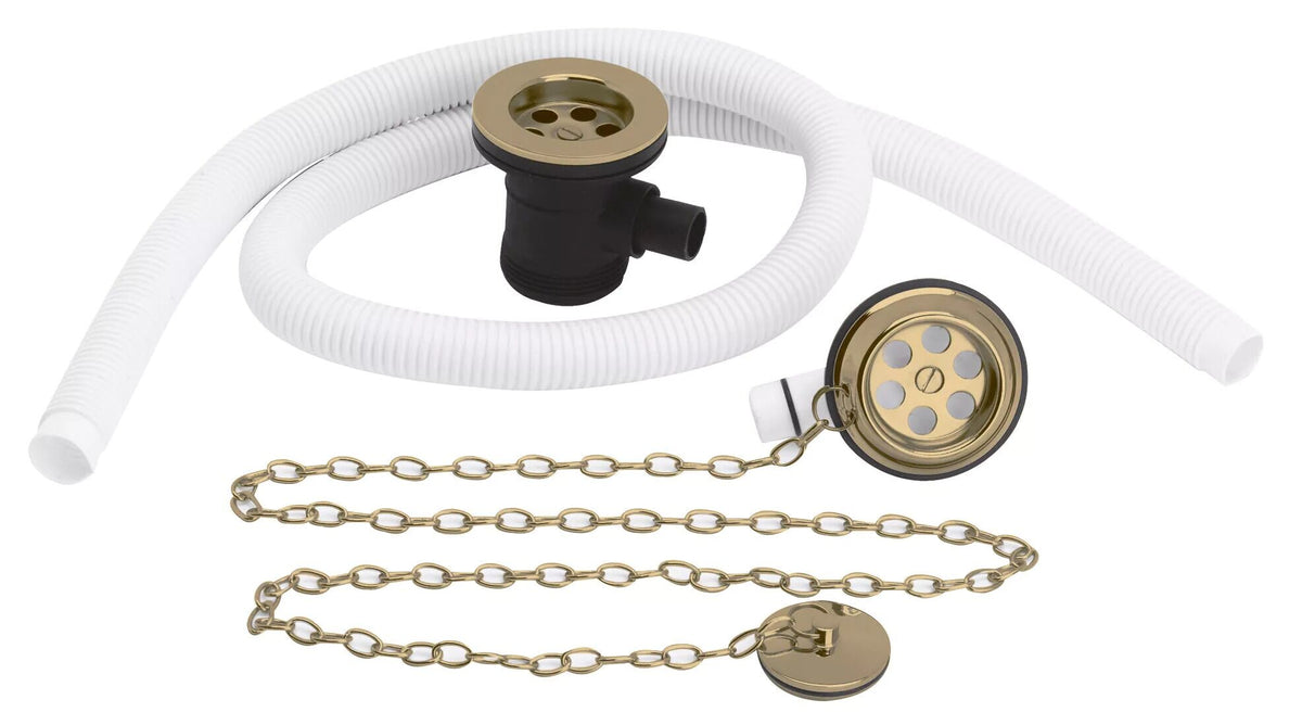 Nuie Extended Retainer Bath Waste With Overflow – Brushed Pewter or Brushed Brass, photo 2