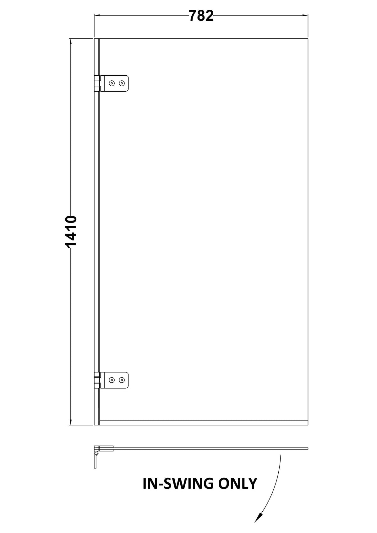 Nuie 800mm Bath Screen – 1410mm High – Chrome, photo 3