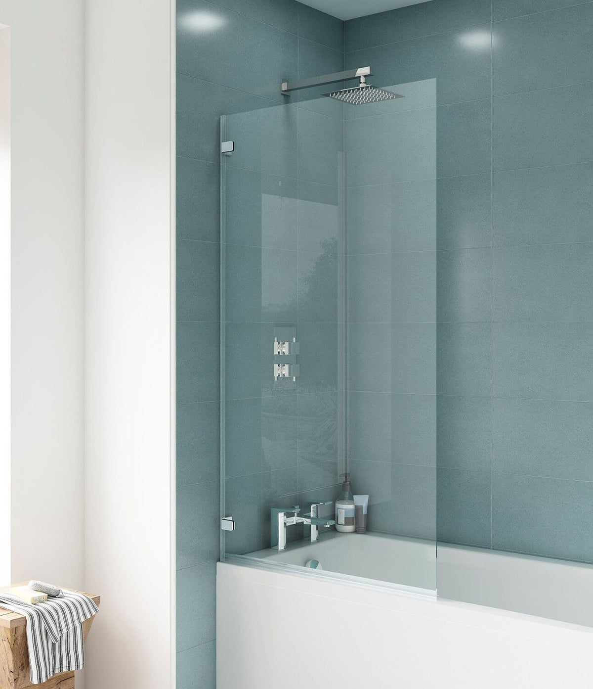 Nuie 800mm Bath Screen – 1410mm High – Chrome, photo 4