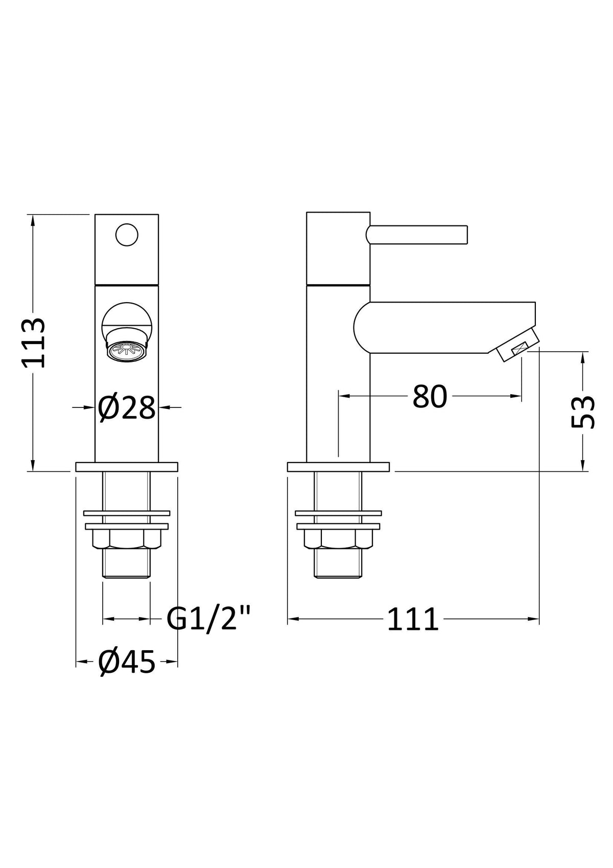 Nuie Series Two Basin Mixer Basin Taps – Chrome, photo 3
