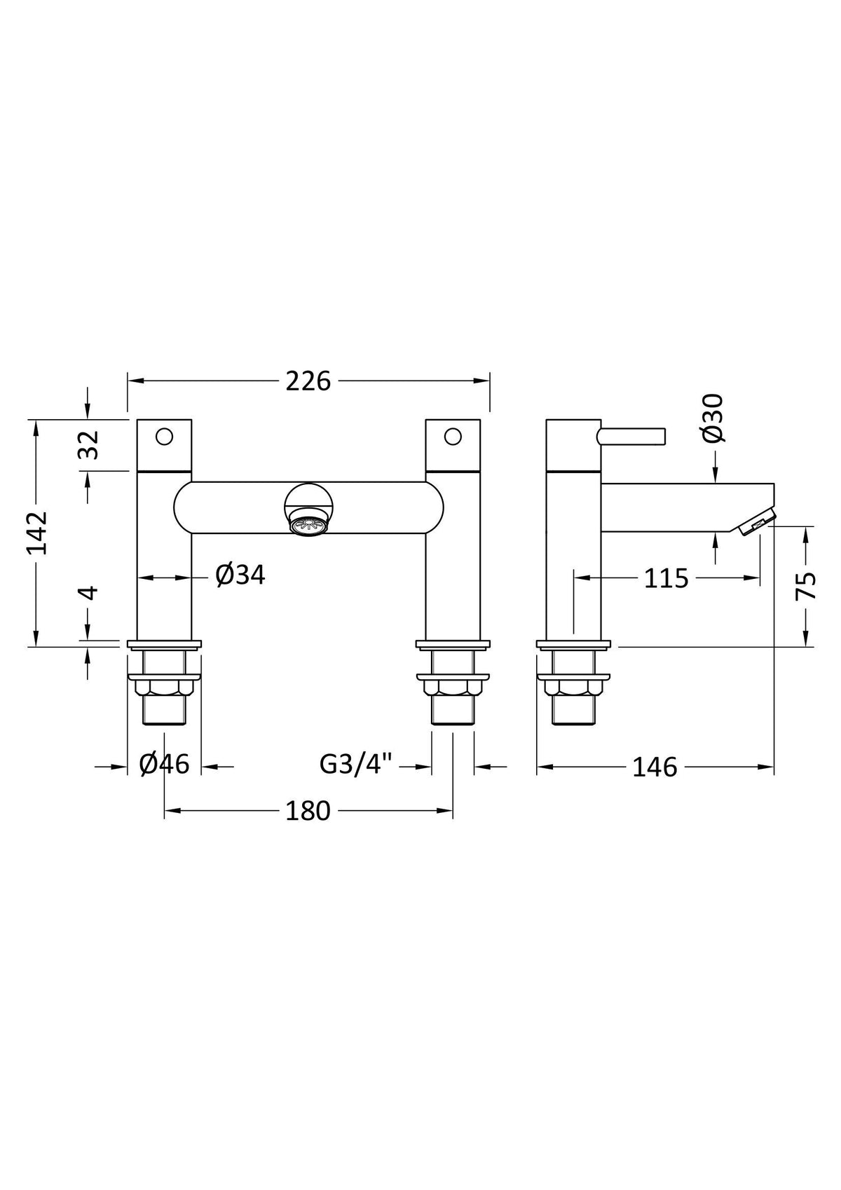Nuie Series Two Bath Filler – Chrome, photo 2
