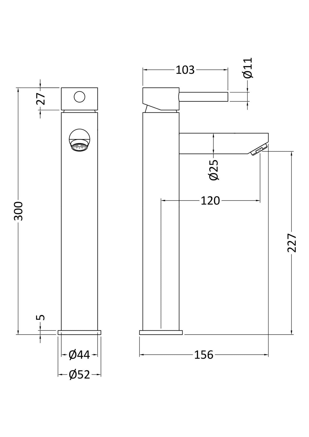 Nuie Series Two High Rise Basin Mixer – Chrome, photo 3