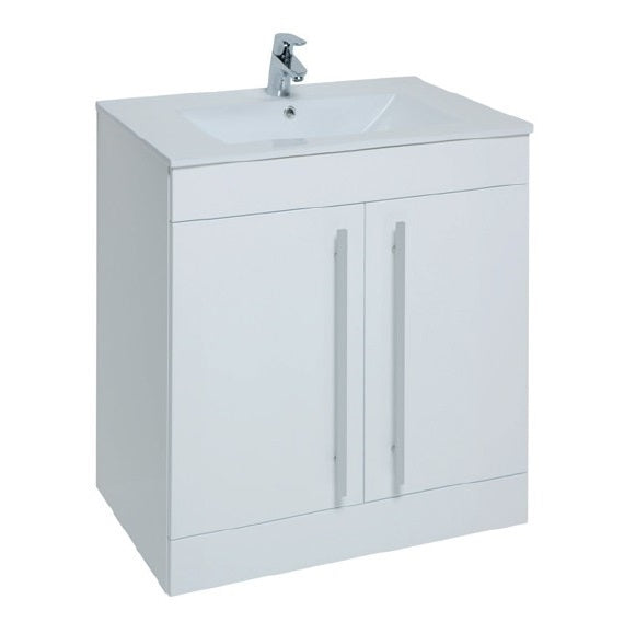 Kartell K-VIT Purity 800mm Floor Standing 2 Door Unit With Ceramic Basin- White Gloss (FUR040PU-FUR060PU)