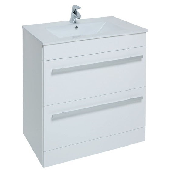 Kartell K-VIT Purity 800mm Floor Standing 2 Drawer Unit With Ceramic Basin- Gloss White (FUR045PU-FUR060PU)