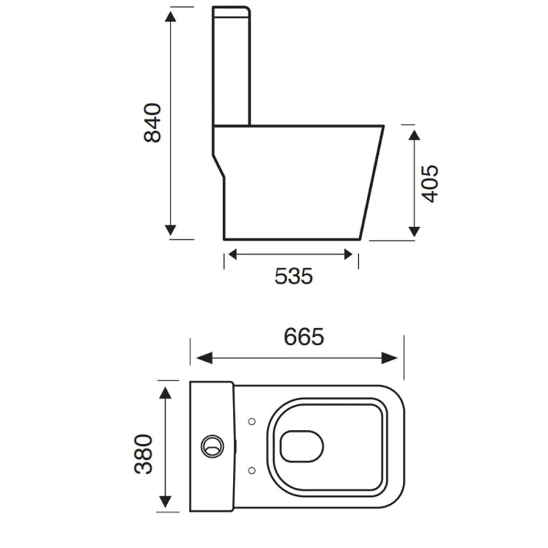Kartell K-VIT Genoa Square Close Coupled Rimless WC Pan- White Gloss (GEN002SQ)