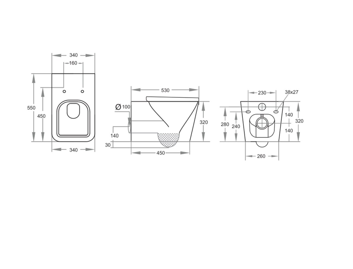 Kartell K-VIT Genoa Square Wall Hung WC Pan and Soft Close Seat – White Gloss (GEN007SQ-GEN005SQ)