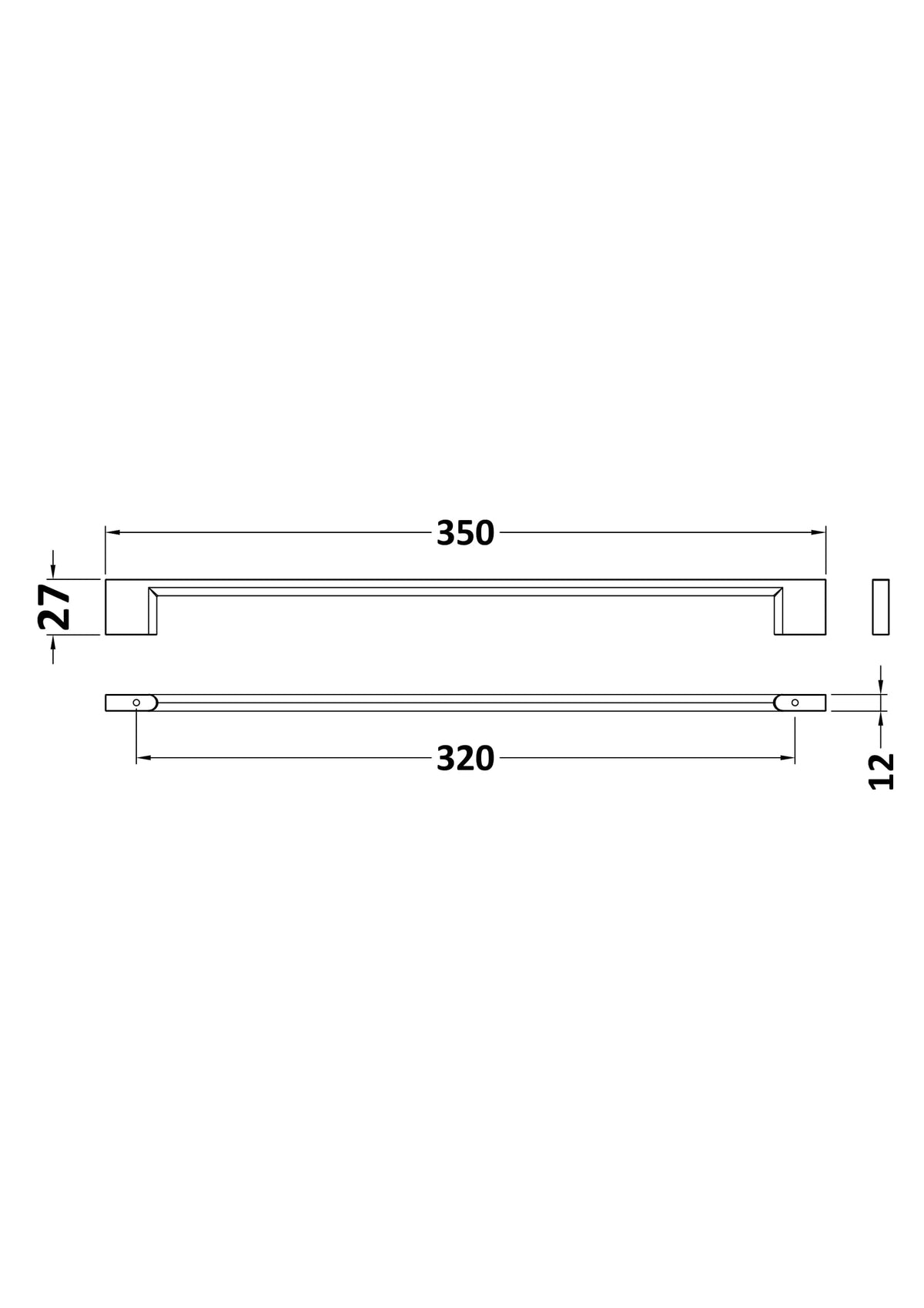 Nuie 320mm D Handle – 27mm High – Chrome, photo 2
