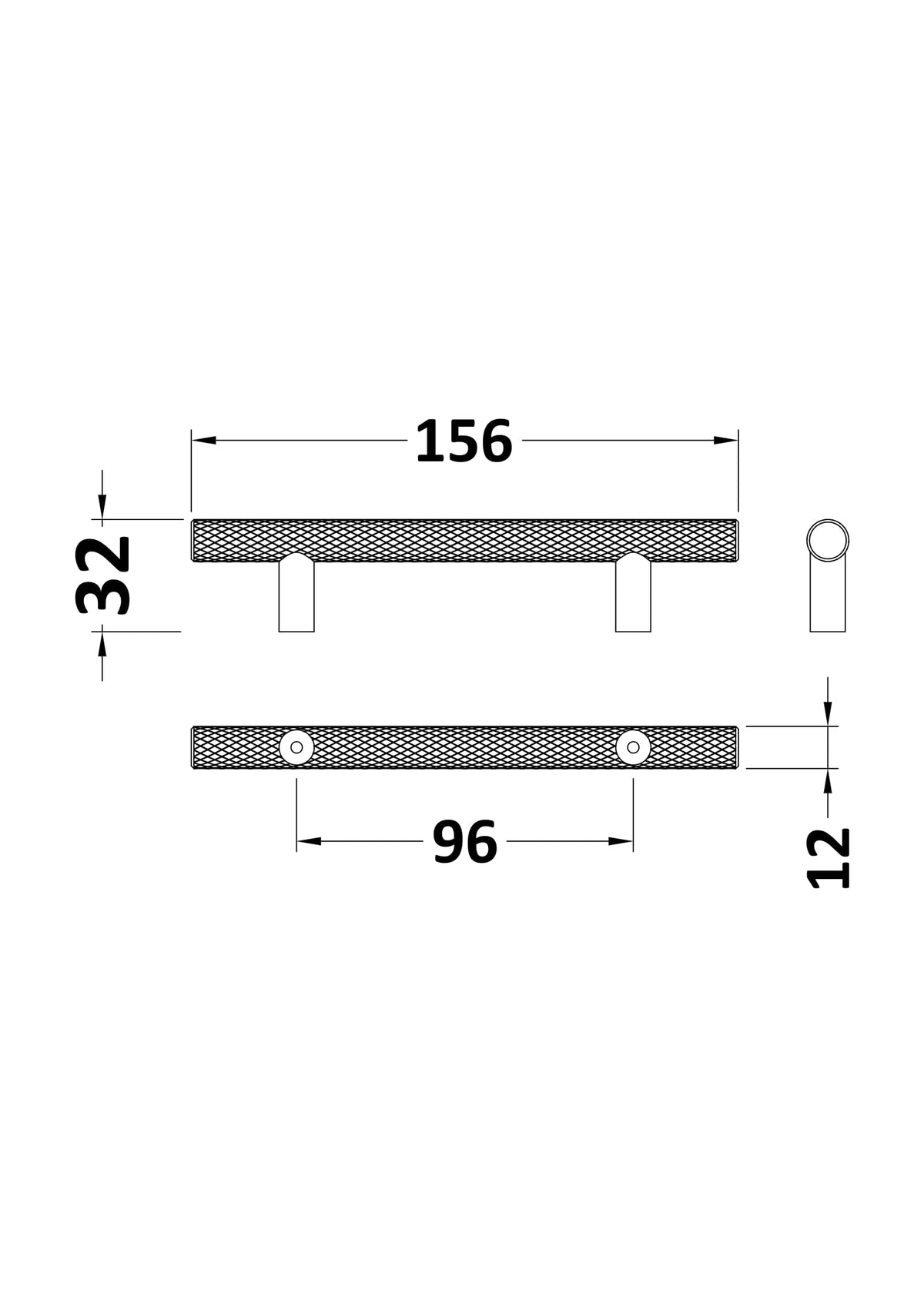 Nuie Knurled Bar Handle – 96mm, 160mm & 192mm, photo 6