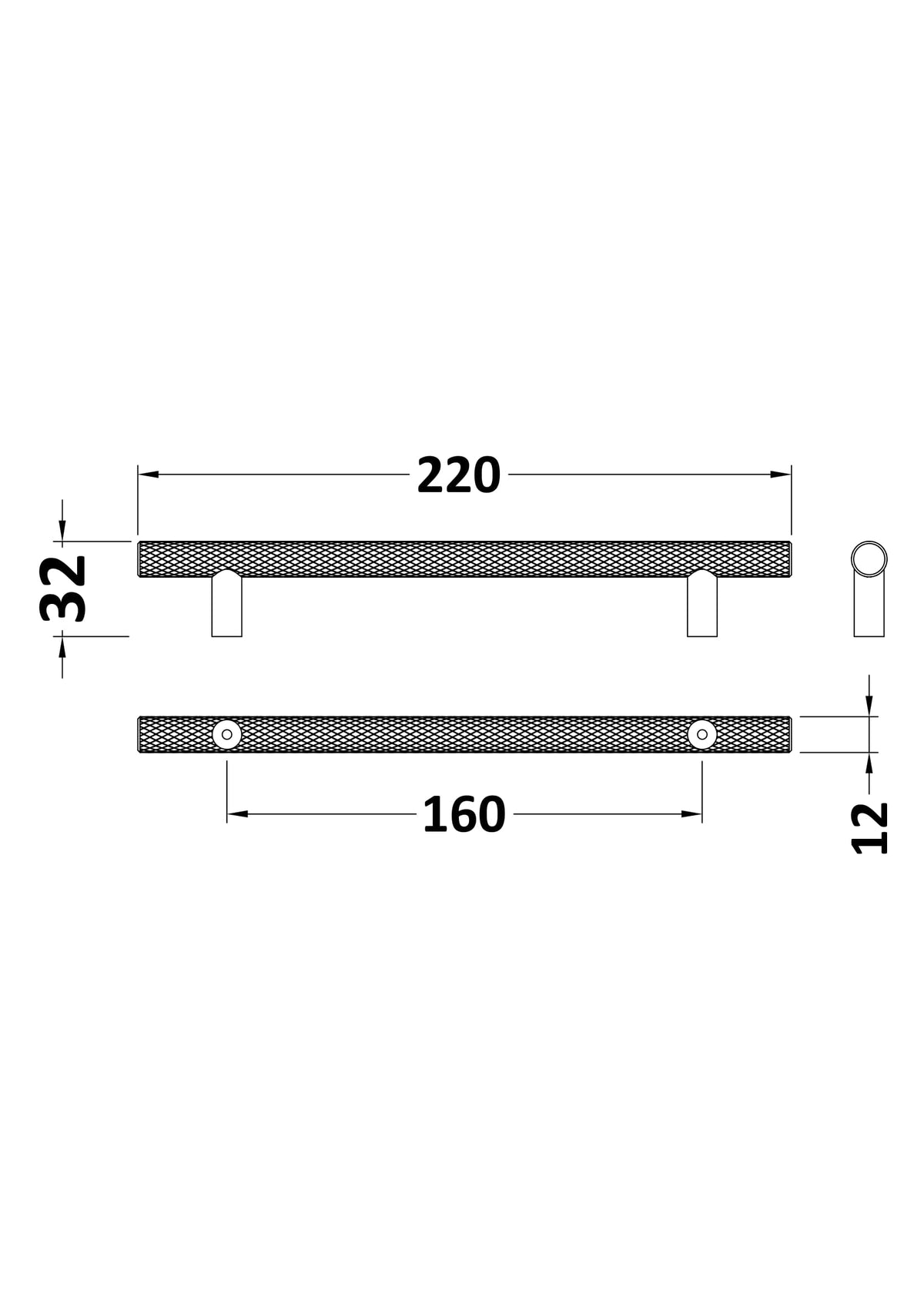 Nuie Knurled Bar Handle – 96mm, 160mm & 192mm, photo 7