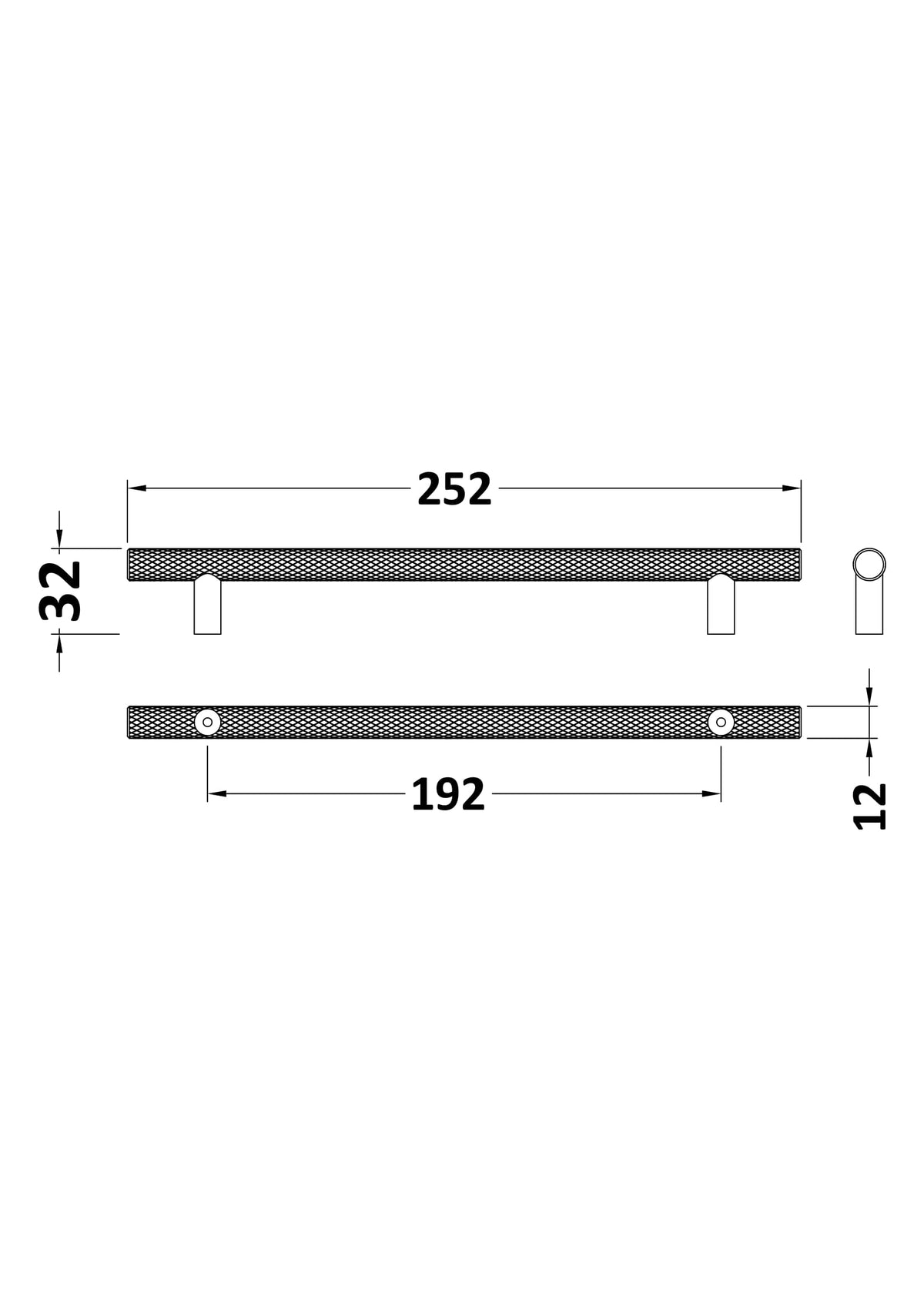 Nuie Knurled Bar Handle – 96mm, 160mm & 192mm, photo 8