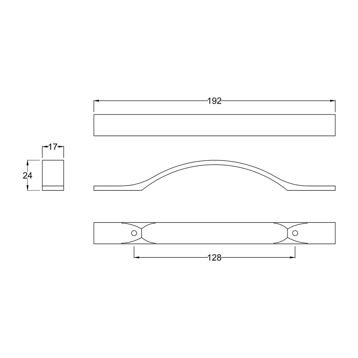 Nuie 128mm Square Strap Handle – Chrome, photo 2
