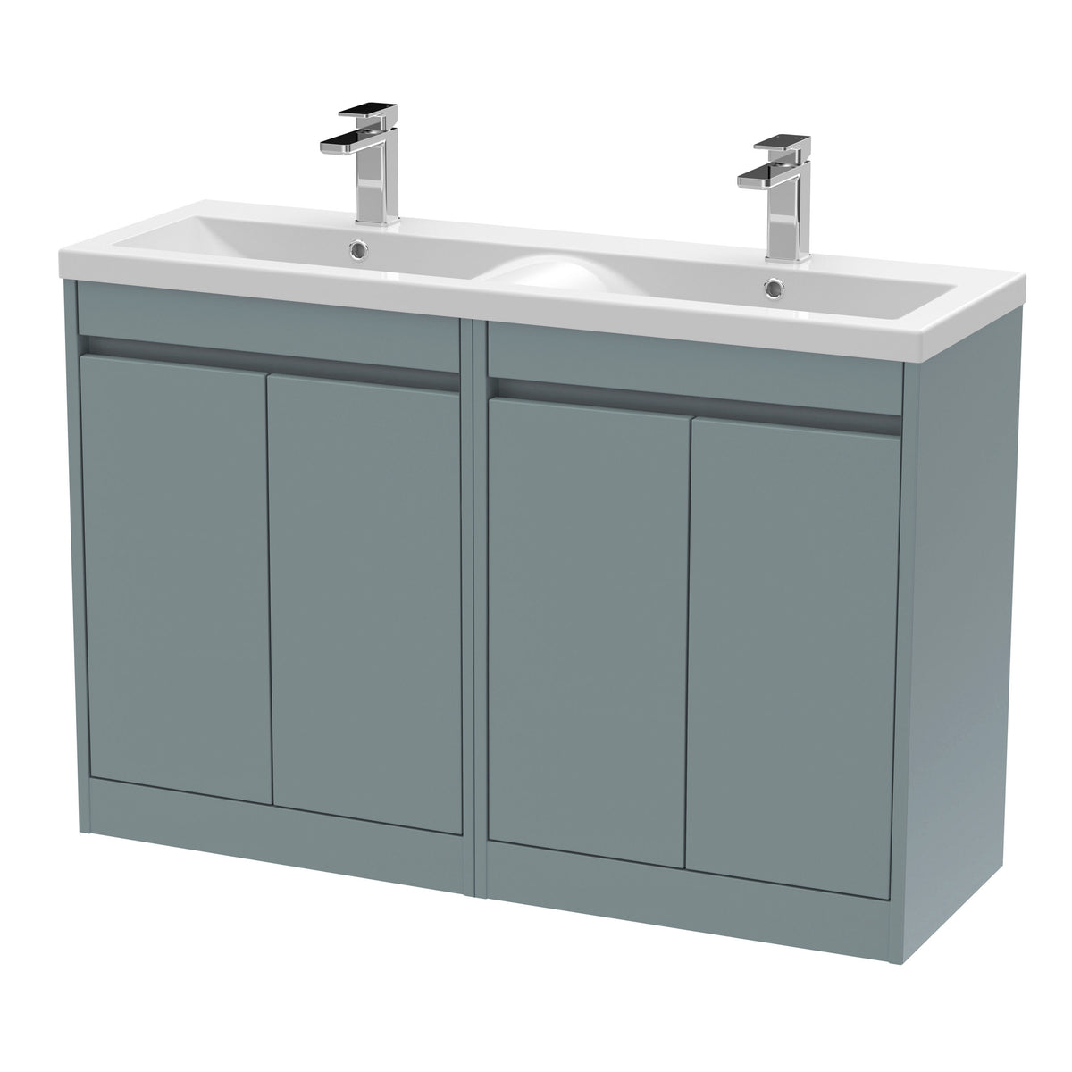 Nuie Havana 1200mm 4 Door Floor Standing Twin Vanity Unit With Basin