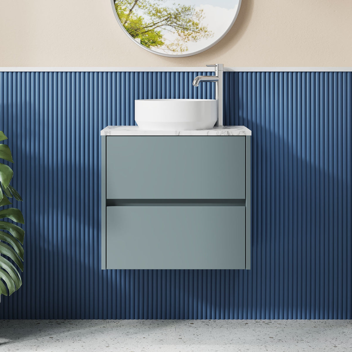 Nuie Havana 2 Drawer Wall Hung Vanity Unit With Worktop – 600mm & 800mm
