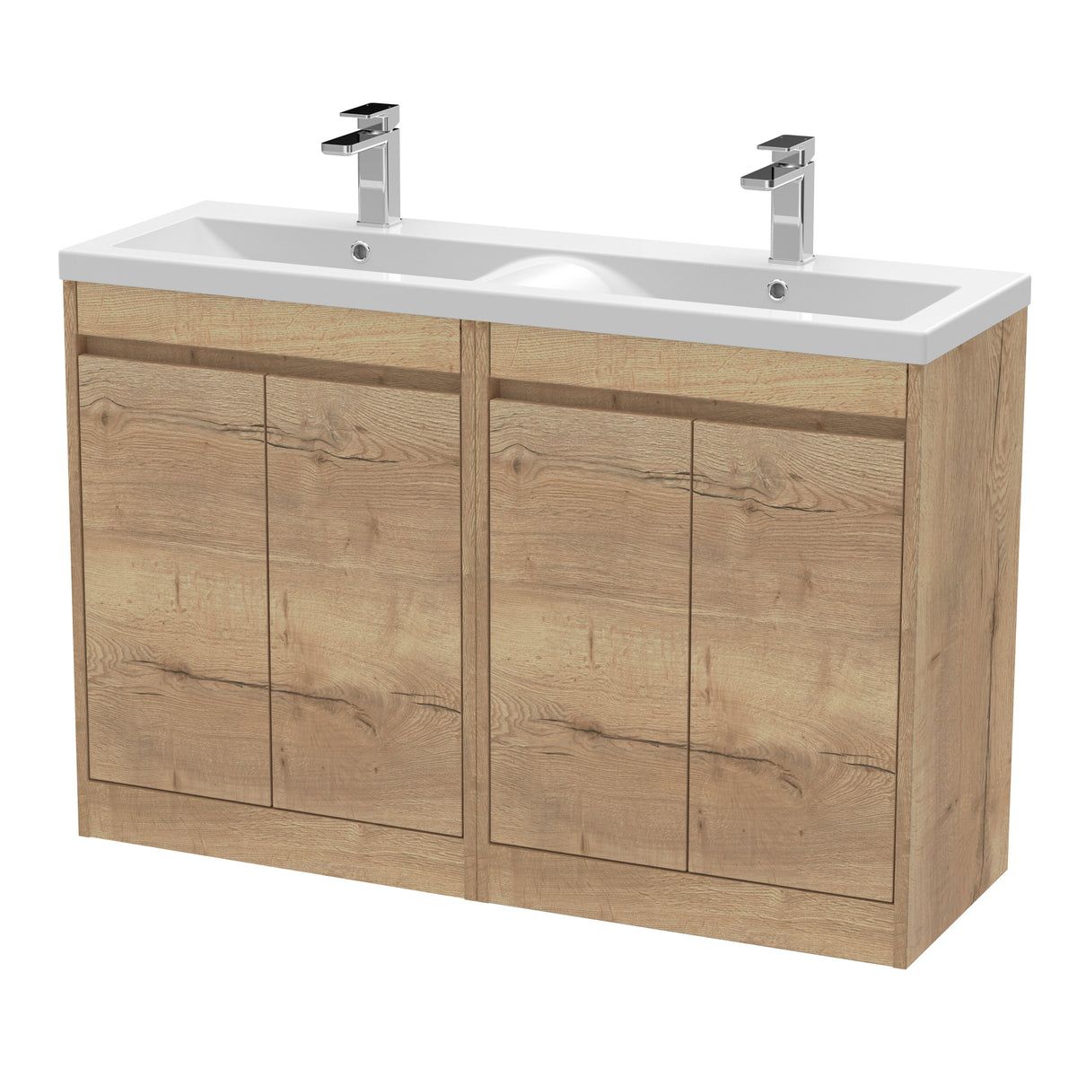 Nuie Havana 1200mm 4 Door Floor Standing Twin Vanity Unit With Basin, photo 6