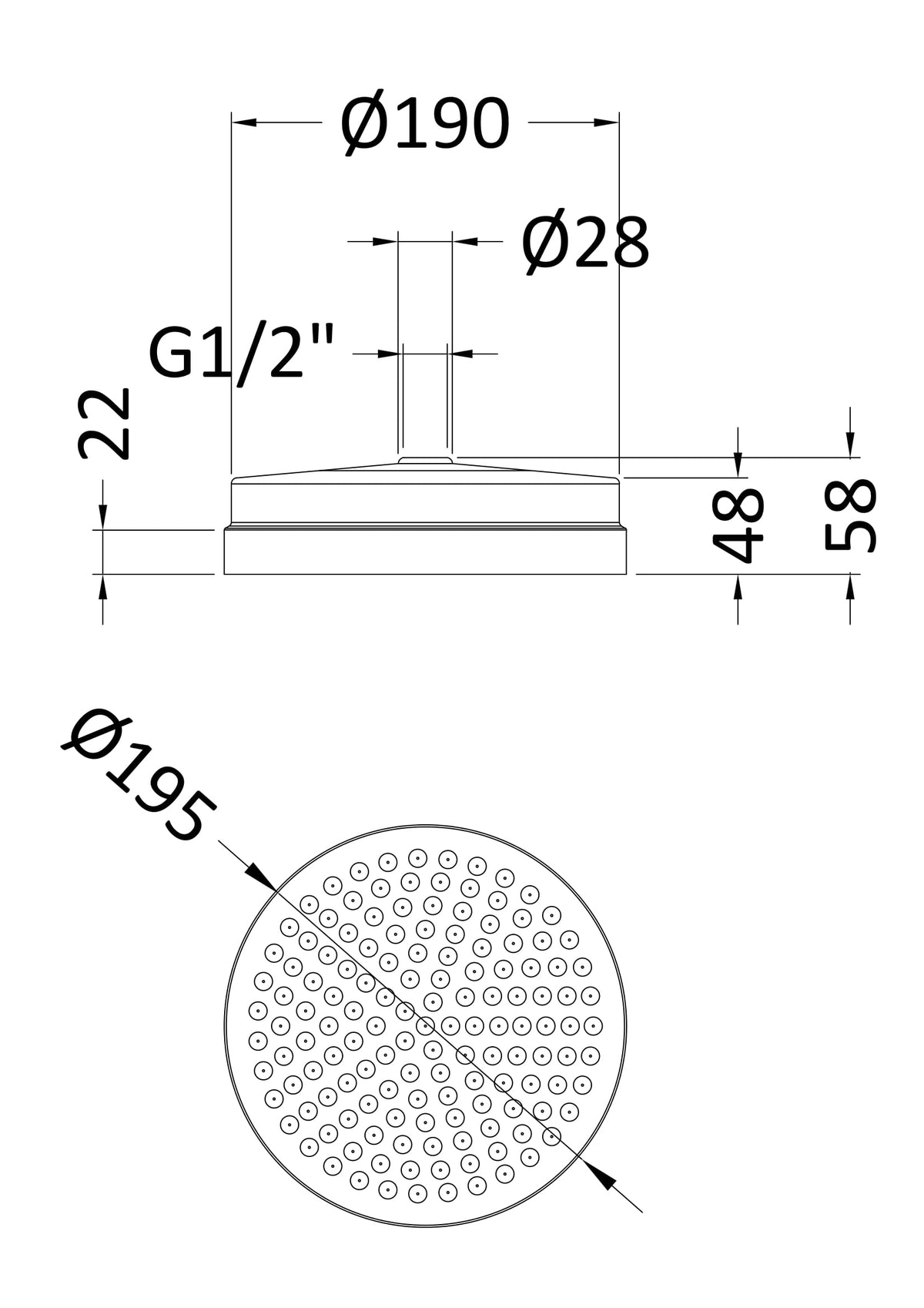 Nuie Fixed Shower Head – 195mm, 200mm & 300mm, photo 6