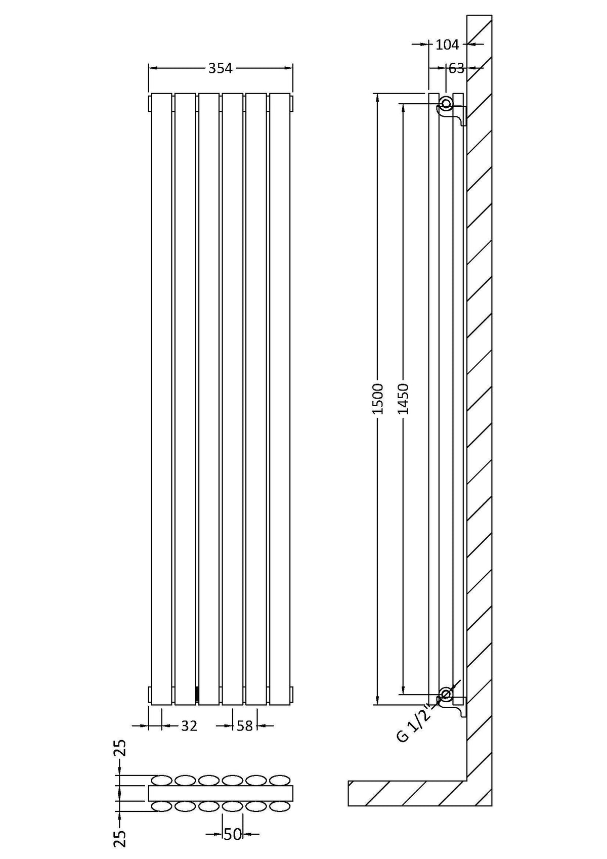 Nuie Revive Vertical Double Panel Radiator – 1500 x 354mm, 1800 x 236mm, 1800 x 354mm, 1800 x 499mm & 1800 x 528mm, photo 5