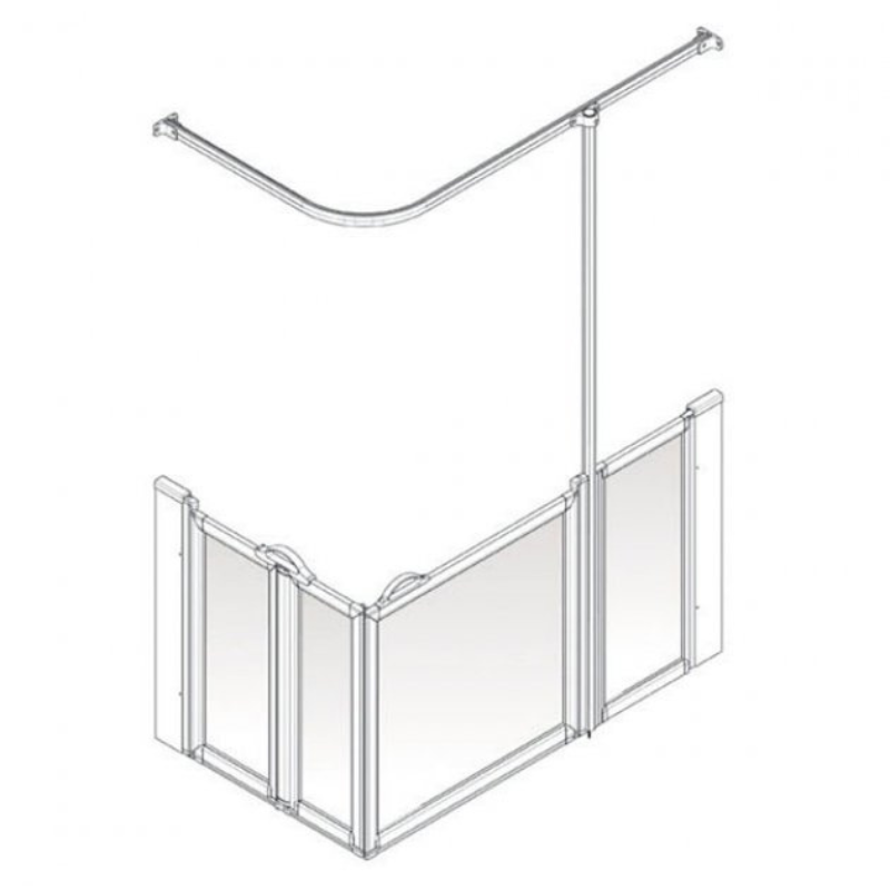 AKW Option B Shower Screens 1200x760mm Right Hand - 900mm High (91195R)