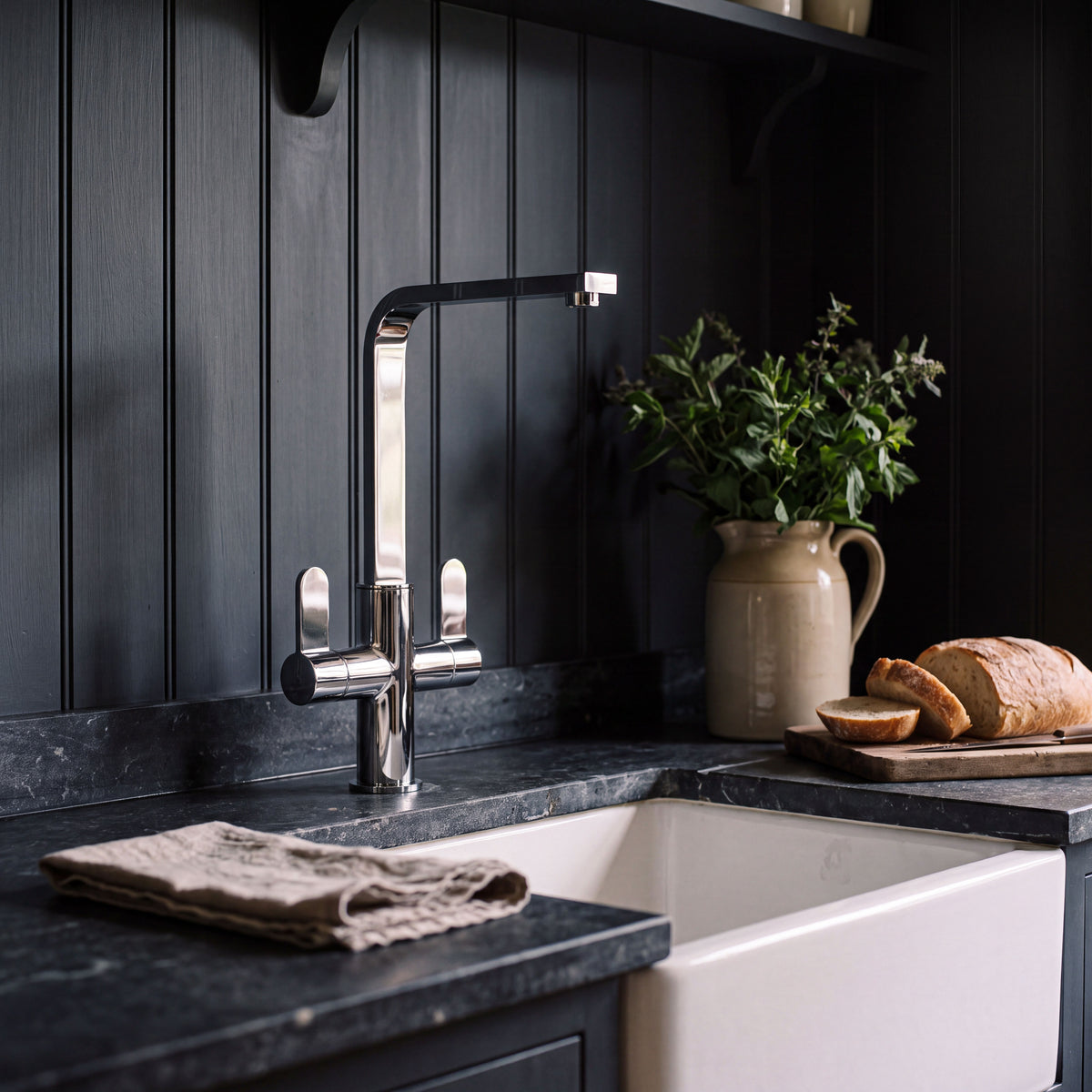 Nuie Churni Square Kitchen Mono Basin Mixer – Chrome, Matt Black, Brushed Nickel or Brushed Brass