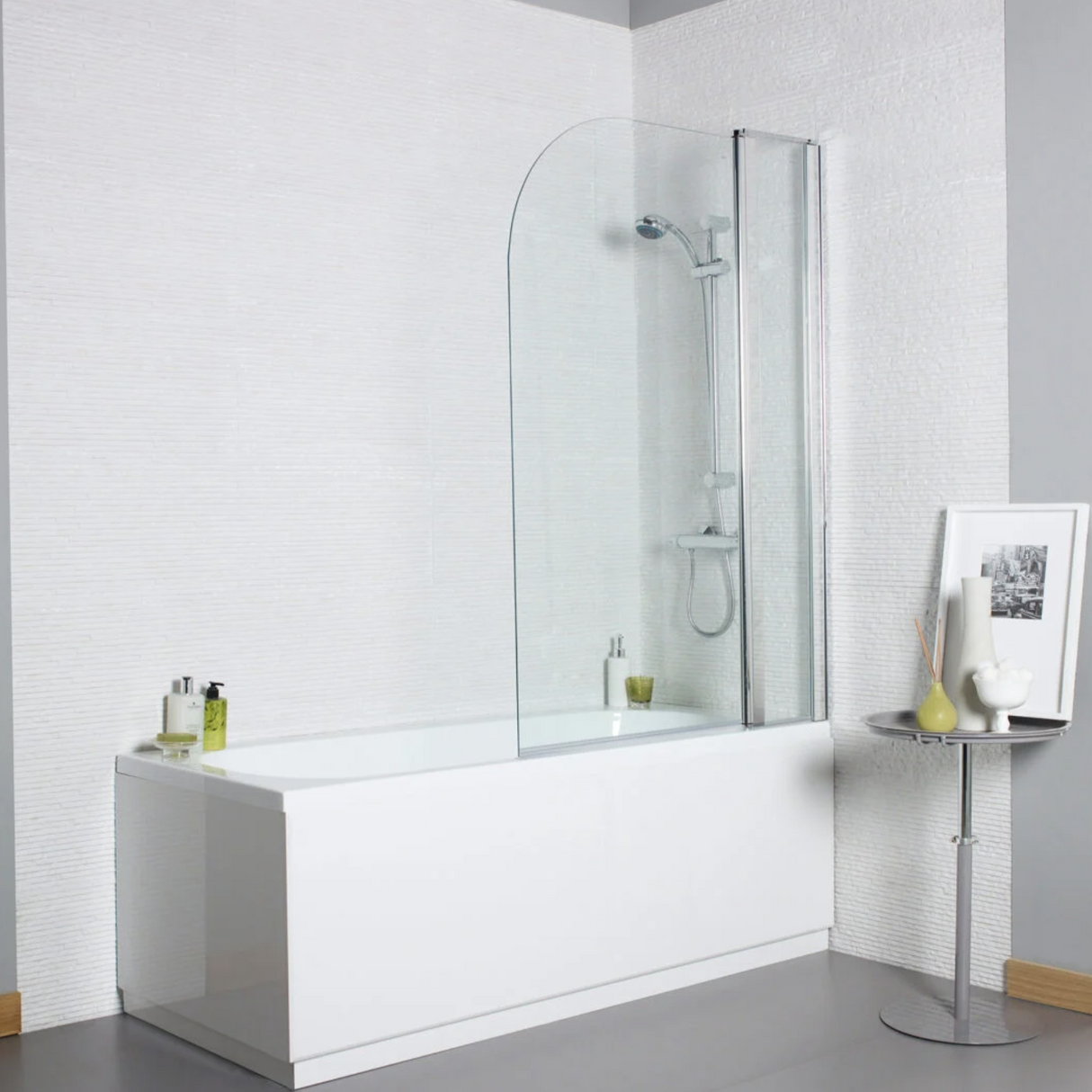 Kartell K-VIT Koncept 1400x1000mm Straight Bath Screen with Radius Edge and Extension Panel 6mm (KONSS1)