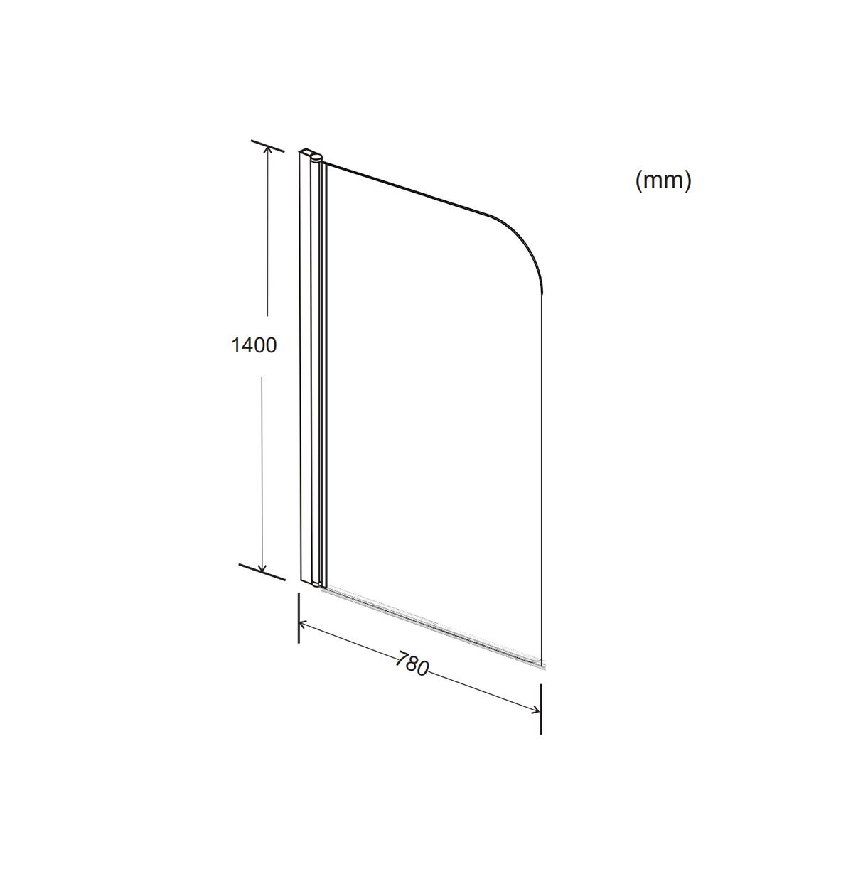 Kartell K-VIT Koncept Straight Bath Screen with Radius Edge 1400x780mm (KONSS)