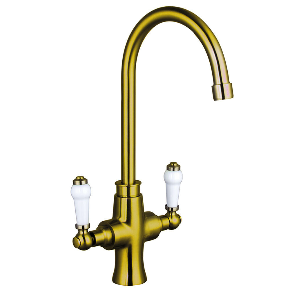 Nuie Sarani Two Handle Sink Mixer Kitchen Tap – Brushed Gold