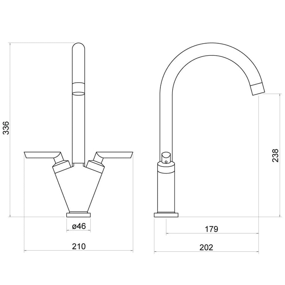 Nuie Sarani Two Handle Sink Mixer Tap, photo 4