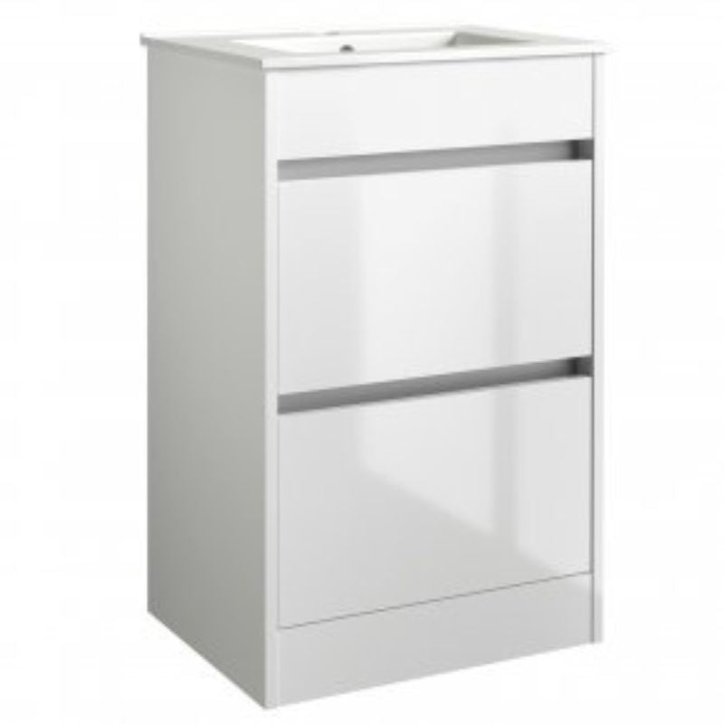 Kartell K-VIT City 500mm Floor Standing Unit With Ceramic Basin - White Gloss (FUR705CI-FUR063PU)