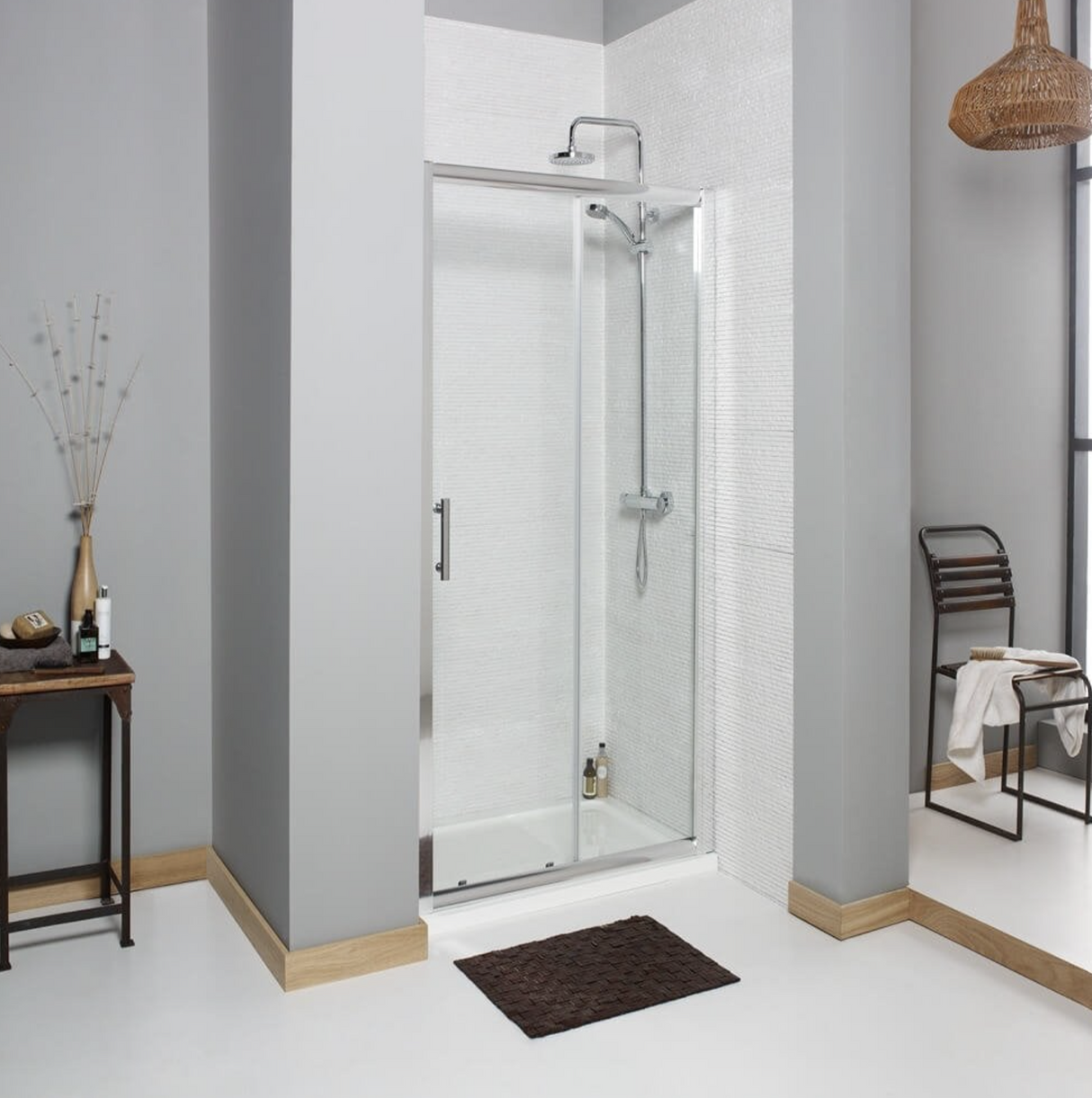 Kartell K-VIT KV6 sliding shower door in chrome