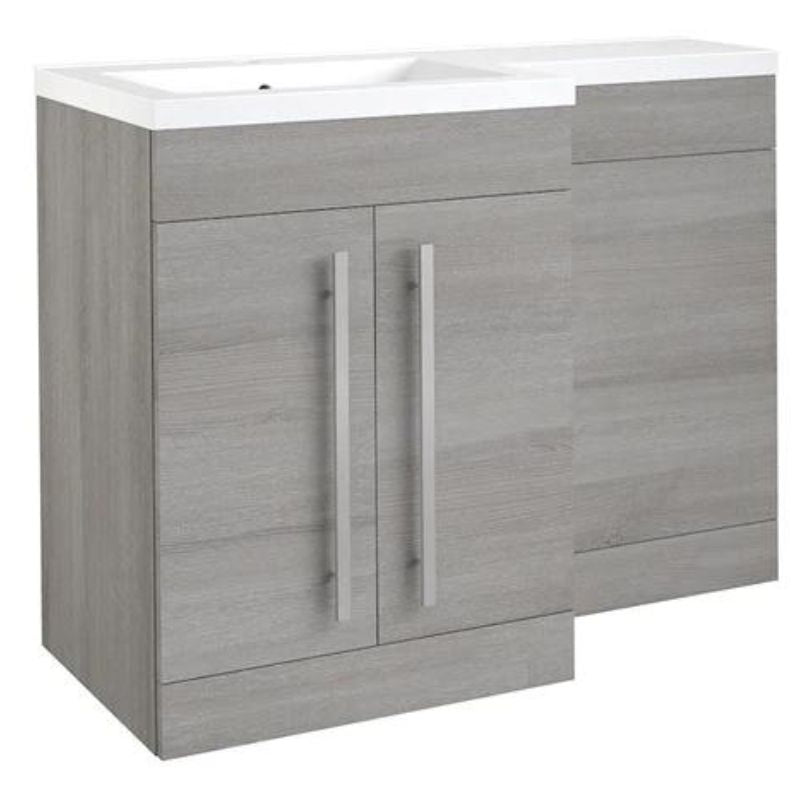 Kartell K-VIT Matrix 2 Door L Shaped Furniture Pack 1100mm Left Hand - Silver Oak (PS0600DO-PS0505MA-FUR430NEW-ACC001N)