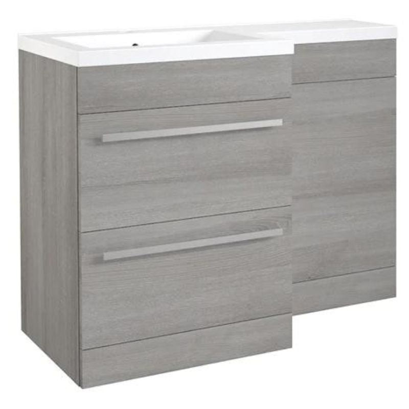 Kartell K-VIT Matrix 2 Drawer L-Shaped Furniture Pack 1100mm Left Hand - Silver Oak (PS0600DR-PS0505MA-FUR430NEW-ACC001N)
