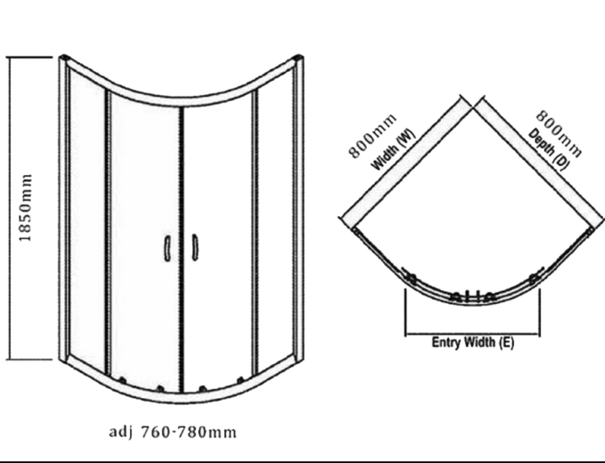 Kartell K-VIT Koncept Quadrant 800 x 800mm Shower Enclosure 6mm (6KON800Q)