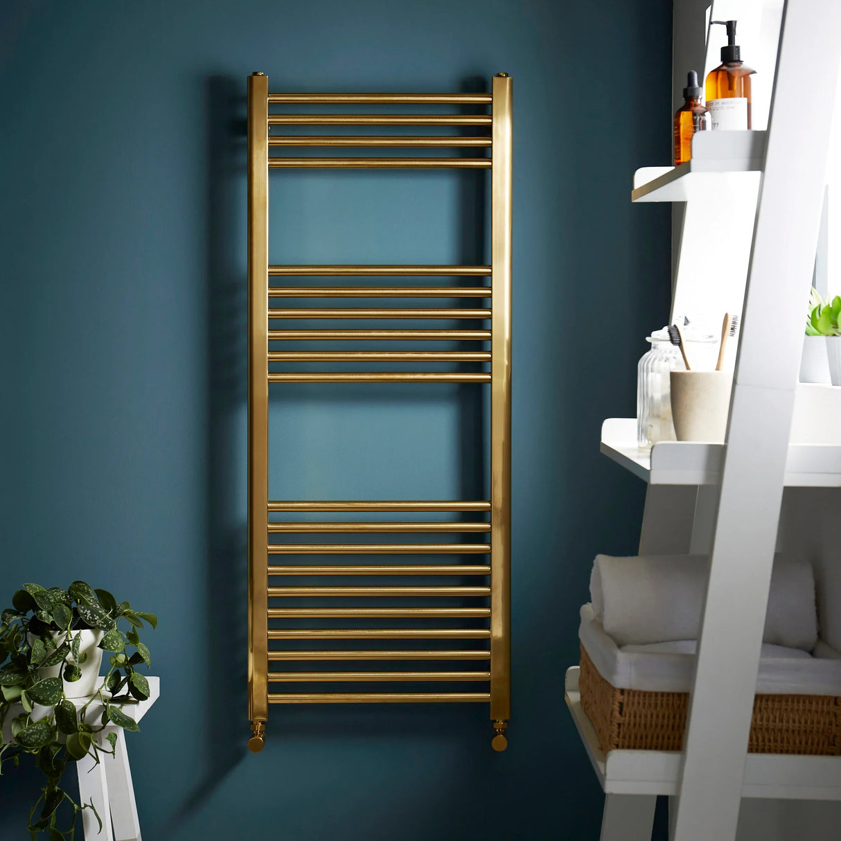 Kartell K-VIT Straight Brushed Brass Heated Towel Rail