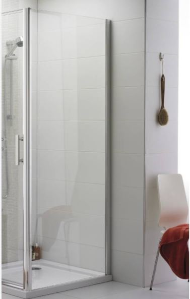 Kartell K-VIT KV6 frameless side panel fitted to a corner shower