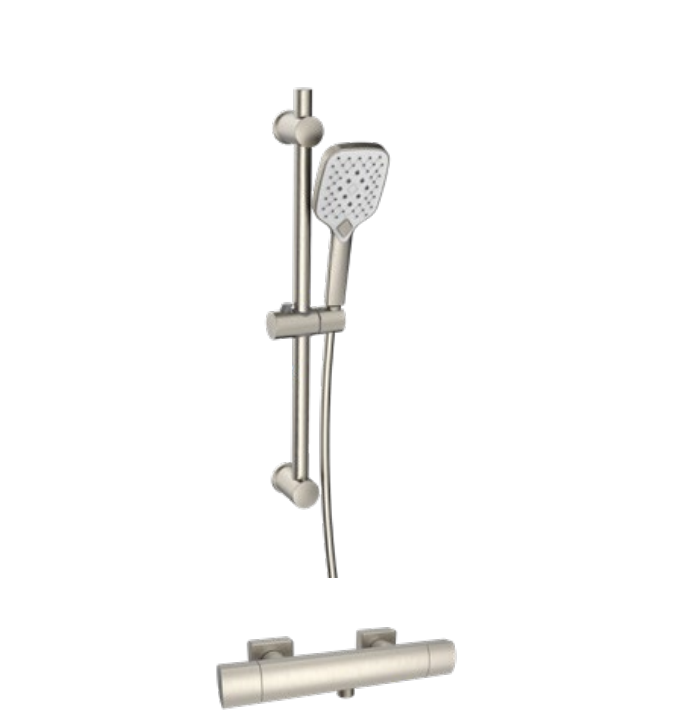 Kartell K-VIT Kolt Option 2 Thermostatic Bar Shower with Adjustable Slide Rail Kit – Brushed Nickel (SHO331KBN-SHO332KBN)