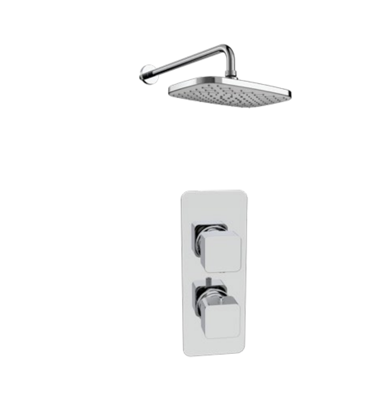 Kartell K-VIT Kolt Option 3 Thermostatic Concealed Shower with Fixed Overhead Drencher- Chrome (SHO303KCP-SHO305KCP)