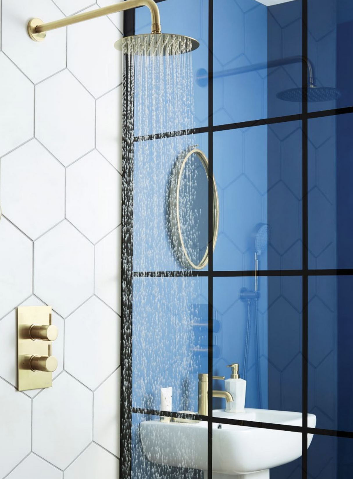 Kartell K-VIT Ottone Option 2 Thermostatic Concealed Shower with Fixed Overhead Drencher- Gold (SHO141OT-SHO143OT)