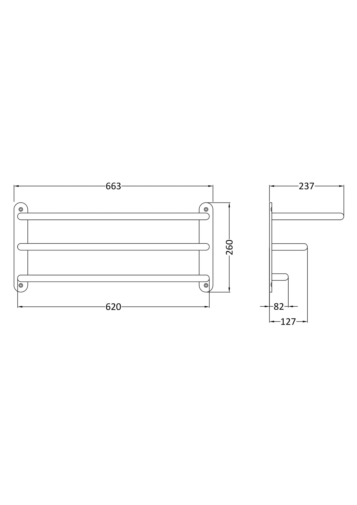 Nuie 3 Tier Towel Rack – Chrome, photo 2