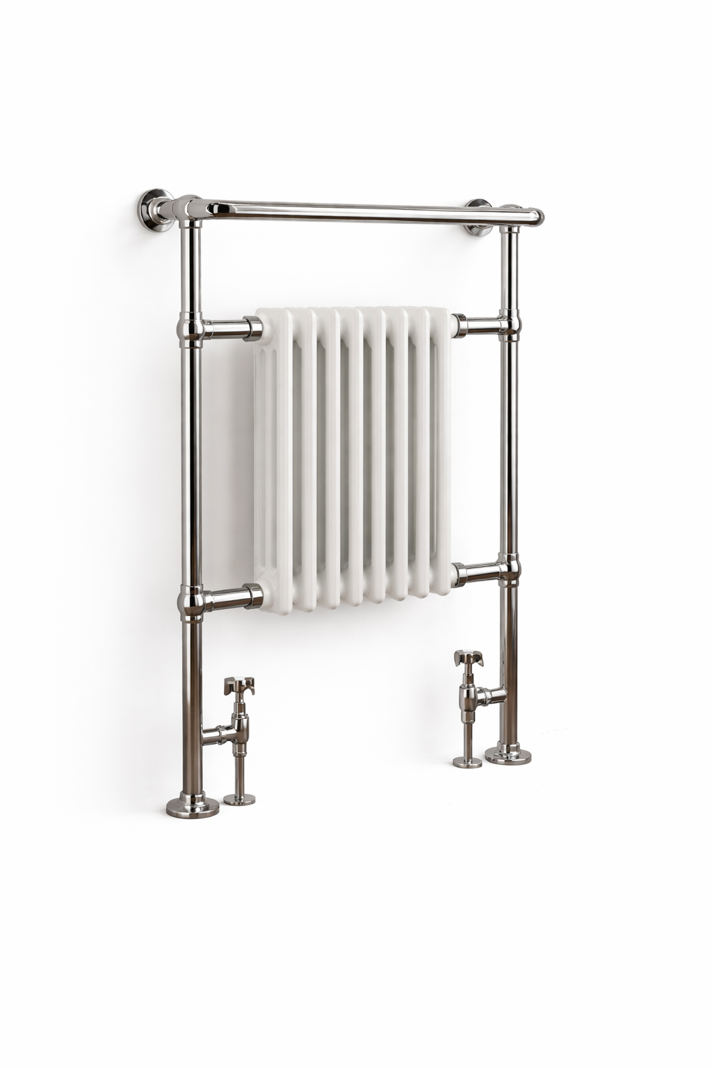 Kartell K-VIT Crown Las Vegas chrome towel rail with white column radiator