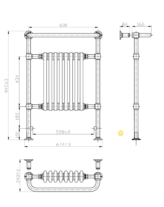 Kartell K-RAD Las Vegas Design Radiator 675mm x 945mm - Chrome and White (LAS)