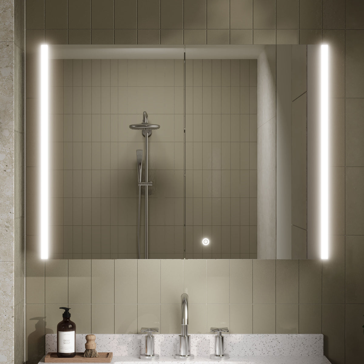 Nuie Leda 800 x 600mm Mirror Cabinet – Silver