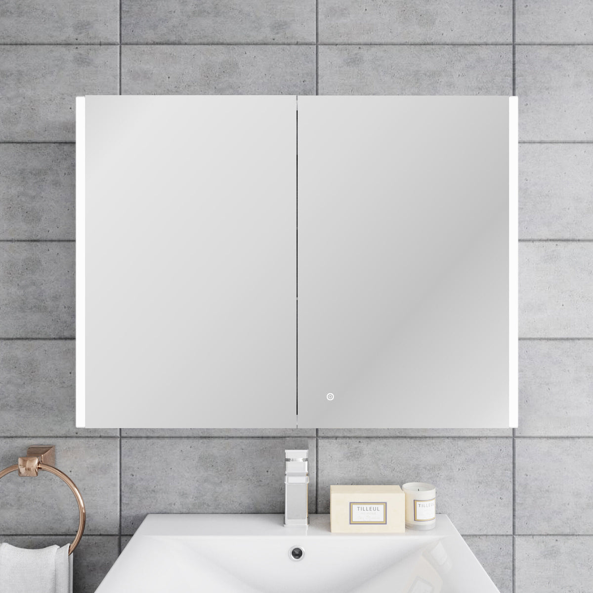 Nuie Leda 800 x 600mm Mirror Cabinet – Silver, photo 4