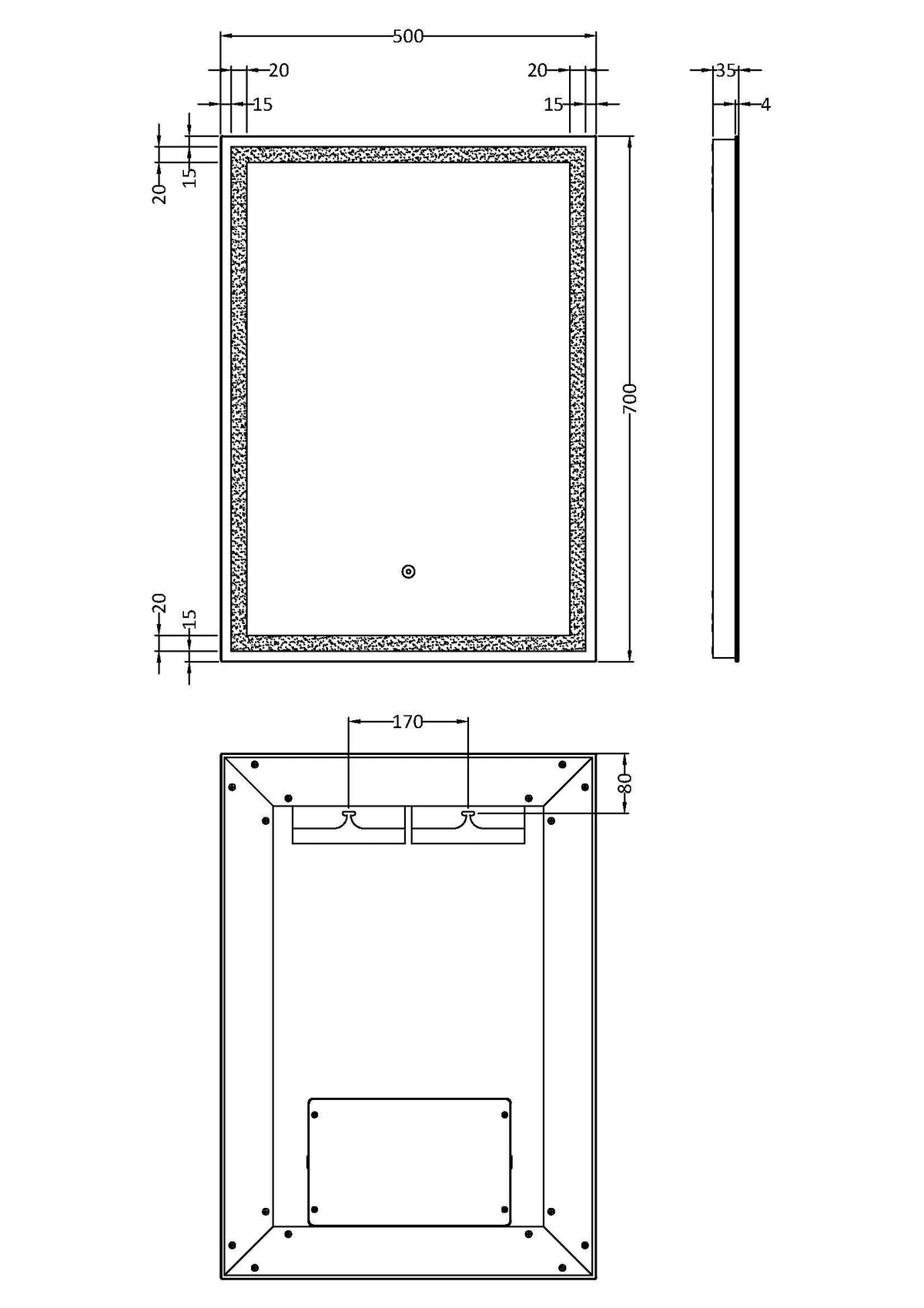 Nuie Lyra 500 x 700mm LED Mirror – Silver, photo 3