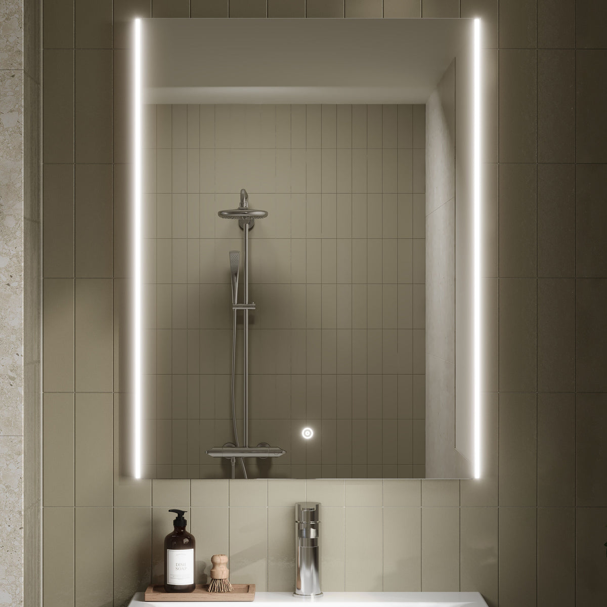 Nuie Cepheus 600 x 800mm Ambient Touch Sensor Mirror – Silver